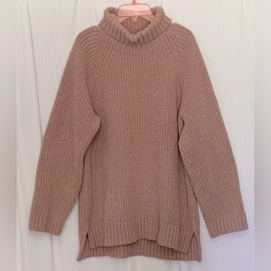 Roots Turtleneck Sweater Soft Rib Knit Heavier Weight Dusty Rose Large